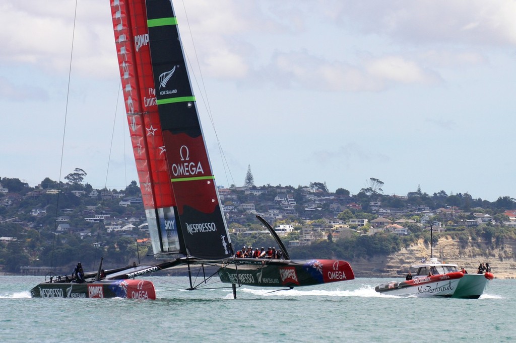 First windward test - Emirates Team NZ - AC72 Aotearoa February 12, 2013 © Richard Gladwell www.photosport.co.nz